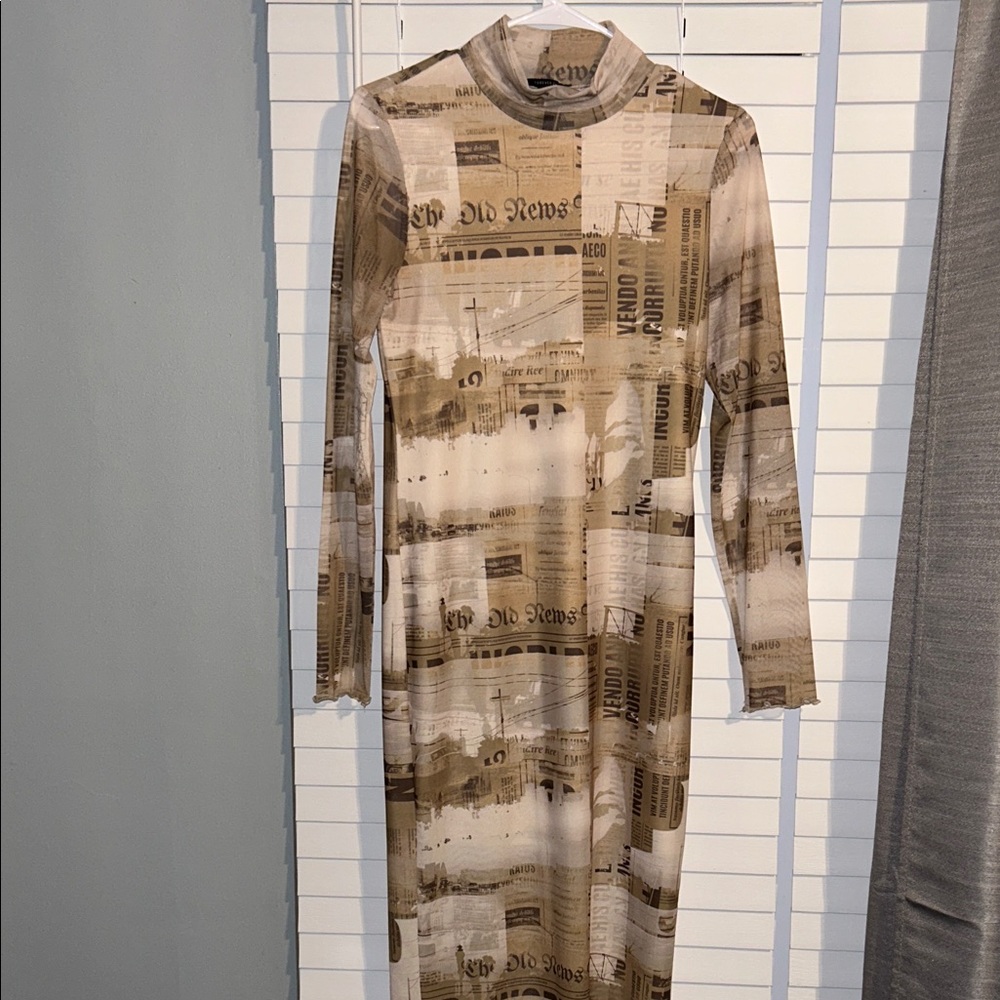 Forever 21 Stylish Newspaper Print Dress